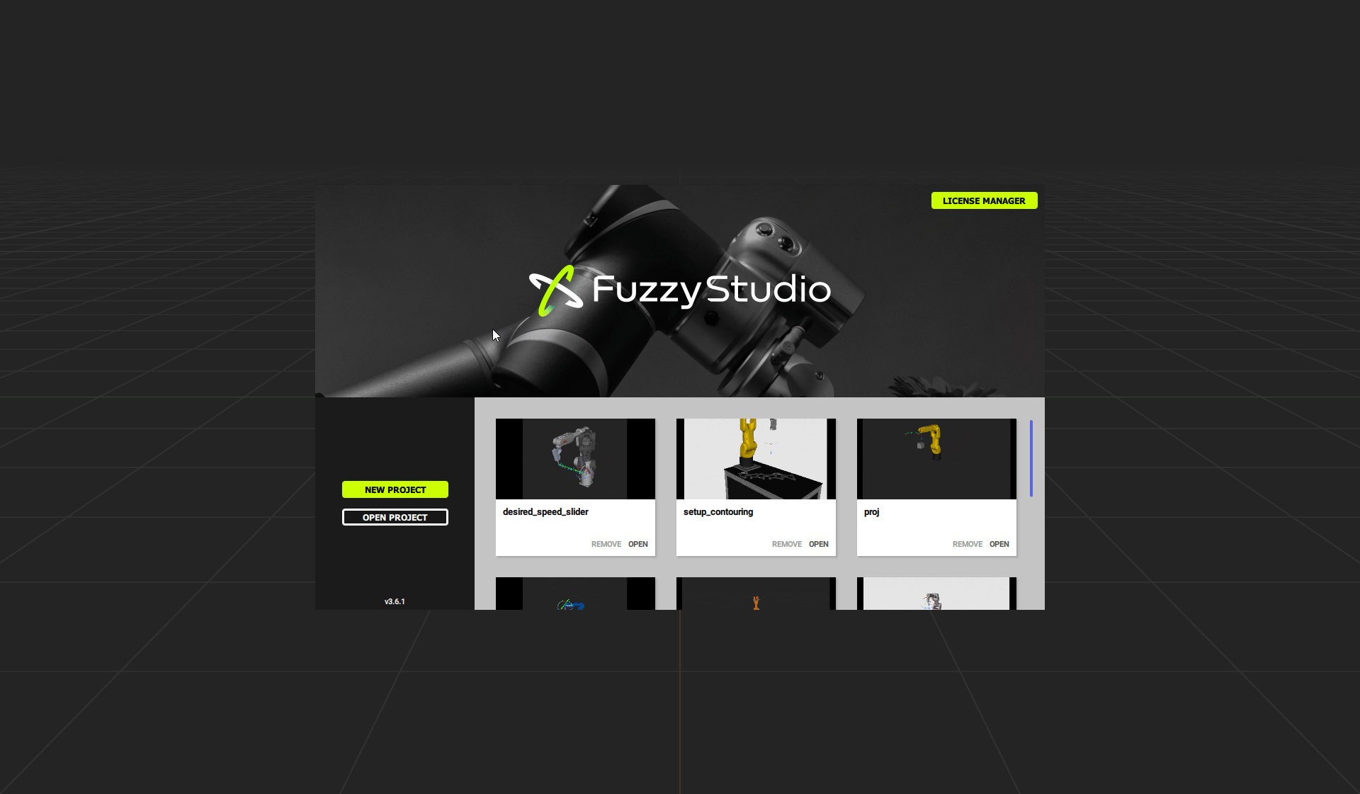 Create a new project in the Fuzzy Studio dashboard. 